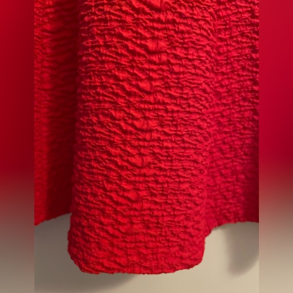 Zara Red Fit and Flare Dress Textured Fabric Size Extra Small - Picture 2 of 14